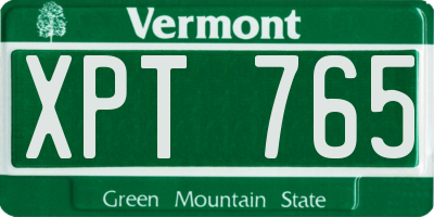 VT license plate XPT765