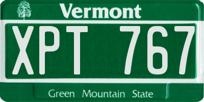 VT license plate XPT767