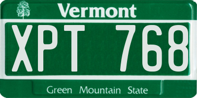 VT license plate XPT768