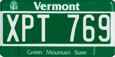 VT license plate XPT769