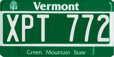 VT license plate XPT772