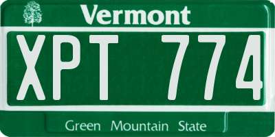 VT license plate XPT774