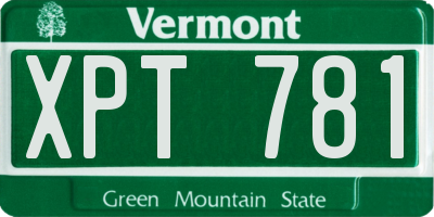 VT license plate XPT781