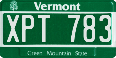 VT license plate XPT783