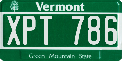 VT license plate XPT786
