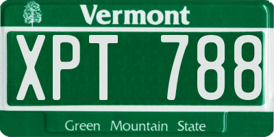 VT license plate XPT788
