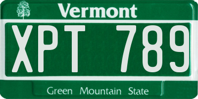 VT license plate XPT789