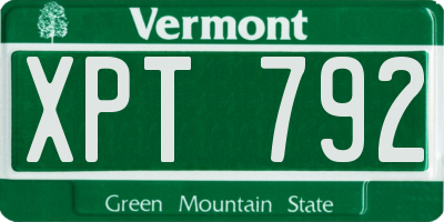 VT license plate XPT792