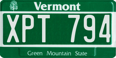 VT license plate XPT794