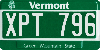 VT license plate XPT796