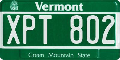 VT license plate XPT802