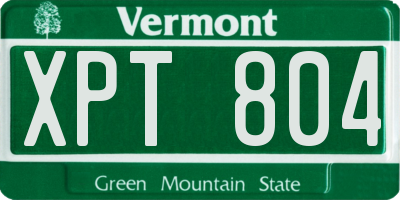 VT license plate XPT804