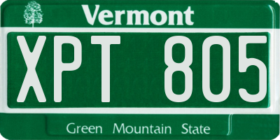 VT license plate XPT805