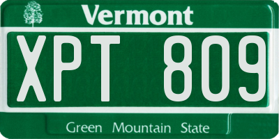 VT license plate XPT809