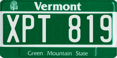 VT license plate XPT819