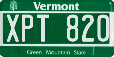 VT license plate XPT820