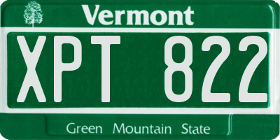 VT license plate XPT822