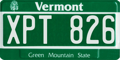 VT license plate XPT826