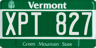 VT license plate XPT827