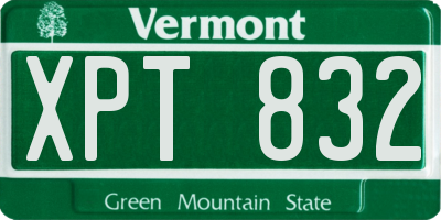 VT license plate XPT832