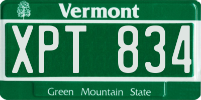 VT license plate XPT834