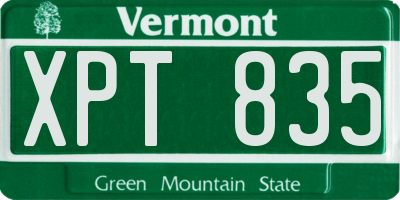 VT license plate XPT835