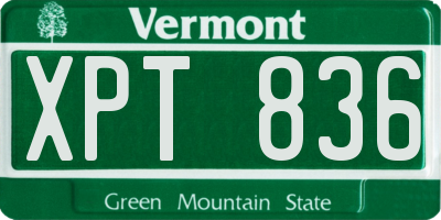 VT license plate XPT836