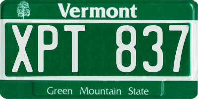 VT license plate XPT837