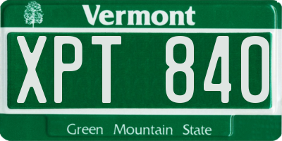 VT license plate XPT840