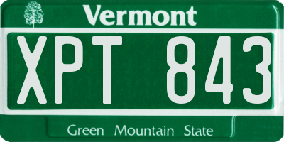 VT license plate XPT843