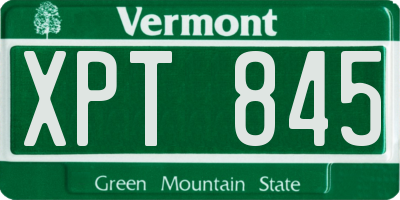 VT license plate XPT845