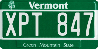 VT license plate XPT847