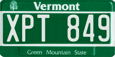 VT license plate XPT849