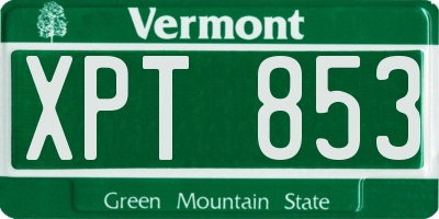 VT license plate XPT853