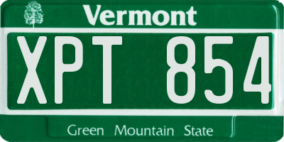 VT license plate XPT854