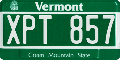 VT license plate XPT857