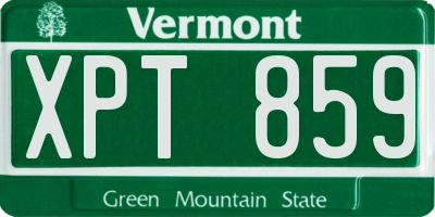VT license plate XPT859