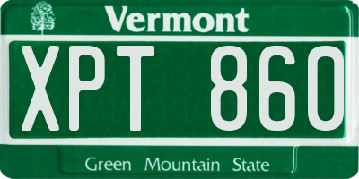 VT license plate XPT860