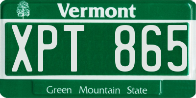 VT license plate XPT865