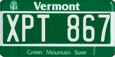 VT license plate XPT867