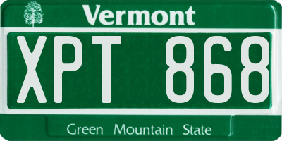 VT license plate XPT868