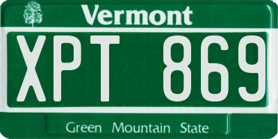 VT license plate XPT869