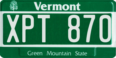 VT license plate XPT870