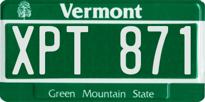 VT license plate XPT871