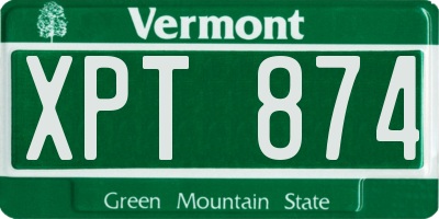 VT license plate XPT874