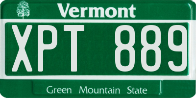 VT license plate XPT889