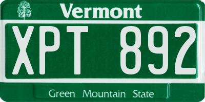 VT license plate XPT892
