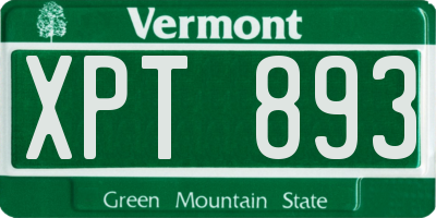 VT license plate XPT893