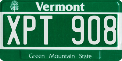 VT license plate XPT908