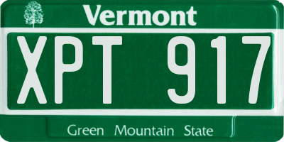 VT license plate XPT917